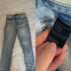 Buckle Women's Skinny Jeans - Light Blue